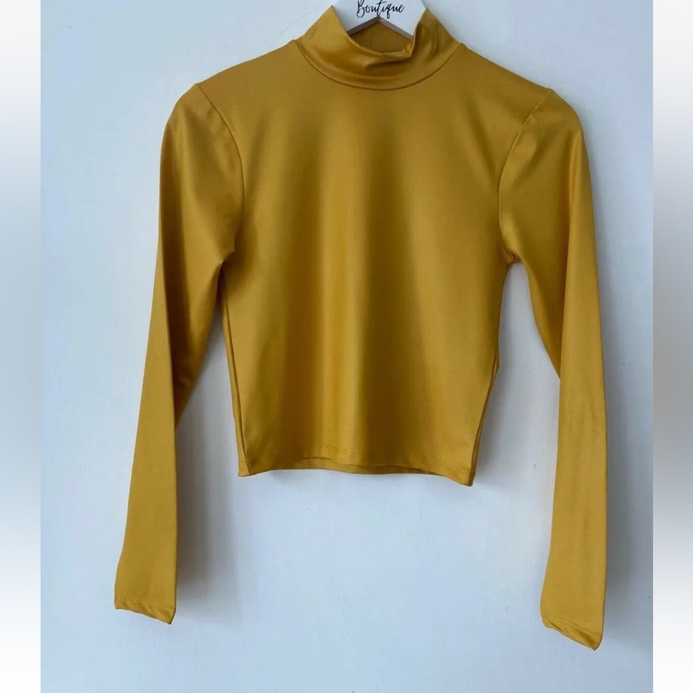 Topshop High Neck Crop Top Size 10 Yellow - Picture 1 of 3
